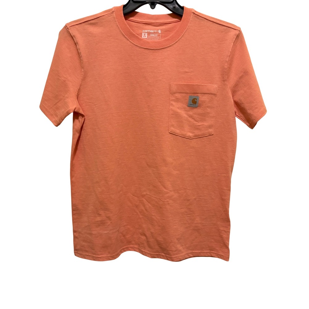 Carhartt Boys Loose Fit Pocket T-Shirt Coral Orange Size M 8-10 Short Sleeve